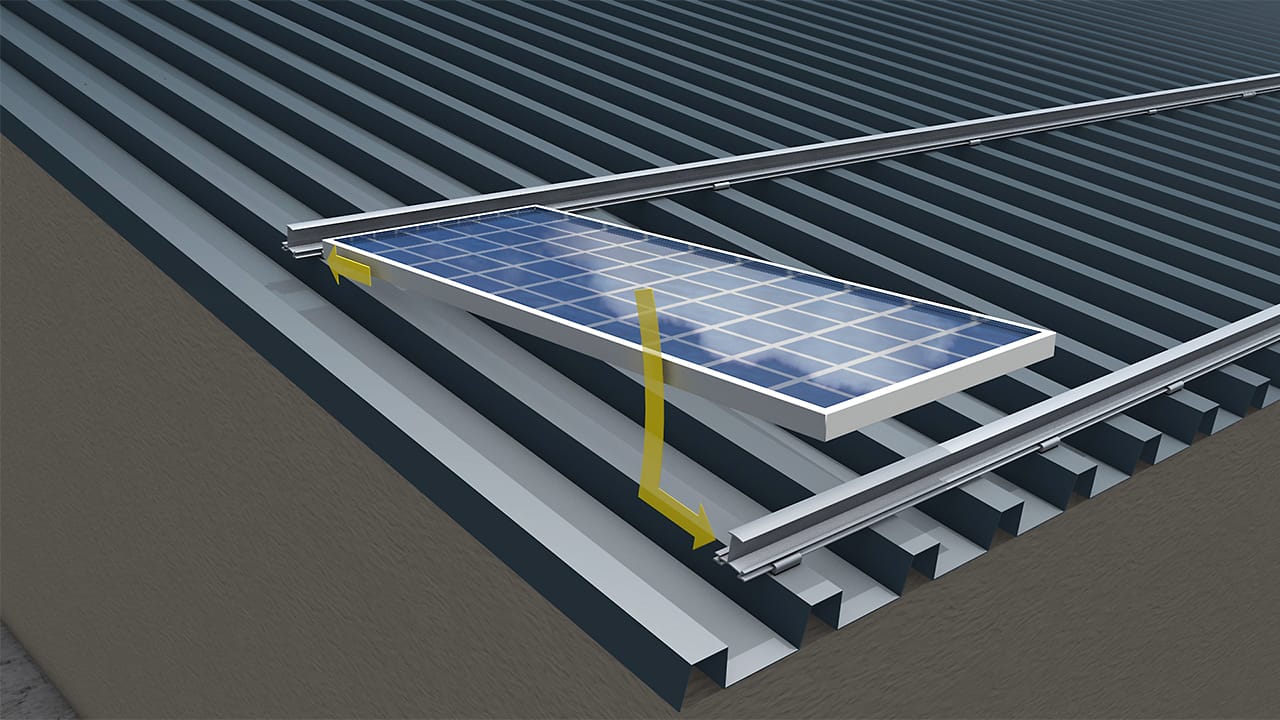 Solarmodul Befestigung Blechdach PV Halterung Montage 28-52mm Modul Trapezdach